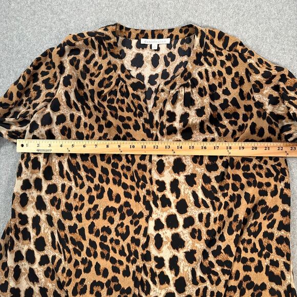 Daniel Rainn Cheetah Animal Print V-Neck Tunic Blouse Women's 1X Long Sleeve - Picture 8 of 10